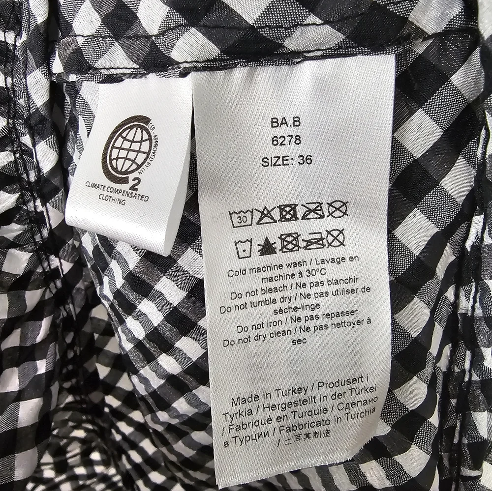 Ganni Searsucker Midi Dress Black White Plaid Check New With Tags Size 36 US 6 - Picture 7 of 10